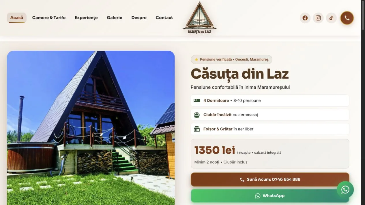 Căsuța din Laz guesthouse website